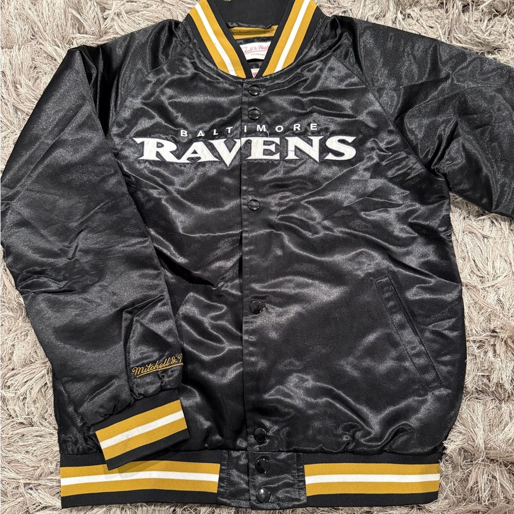 Mitchell & Ness Black Ravens Satin Jacket